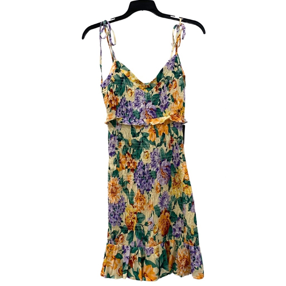 NWT Express Floral Sundress Yellow Purple Green Pattern Women’s XS